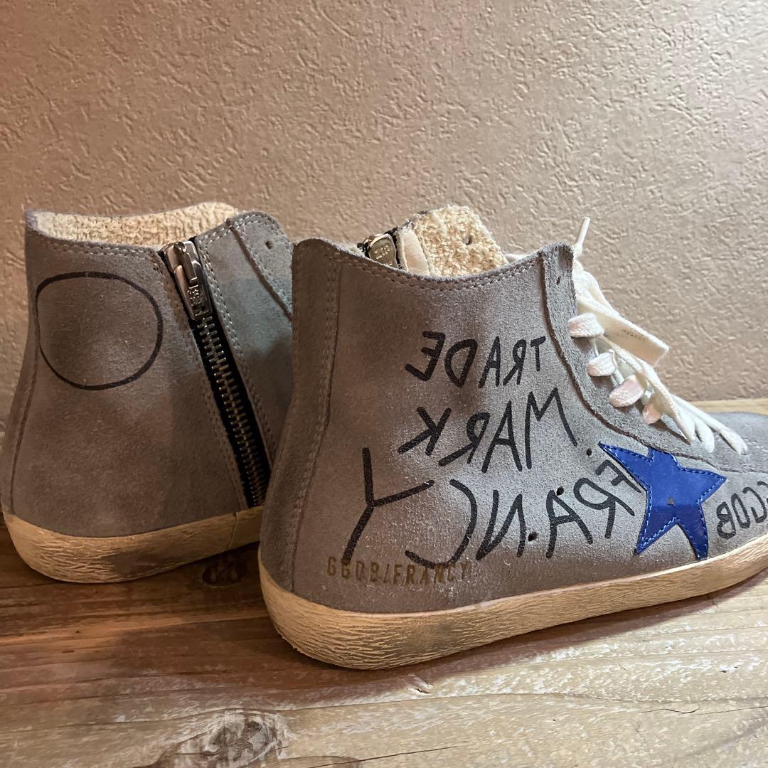 GGDB グレー 落書き スエード スニーカー FRANCY