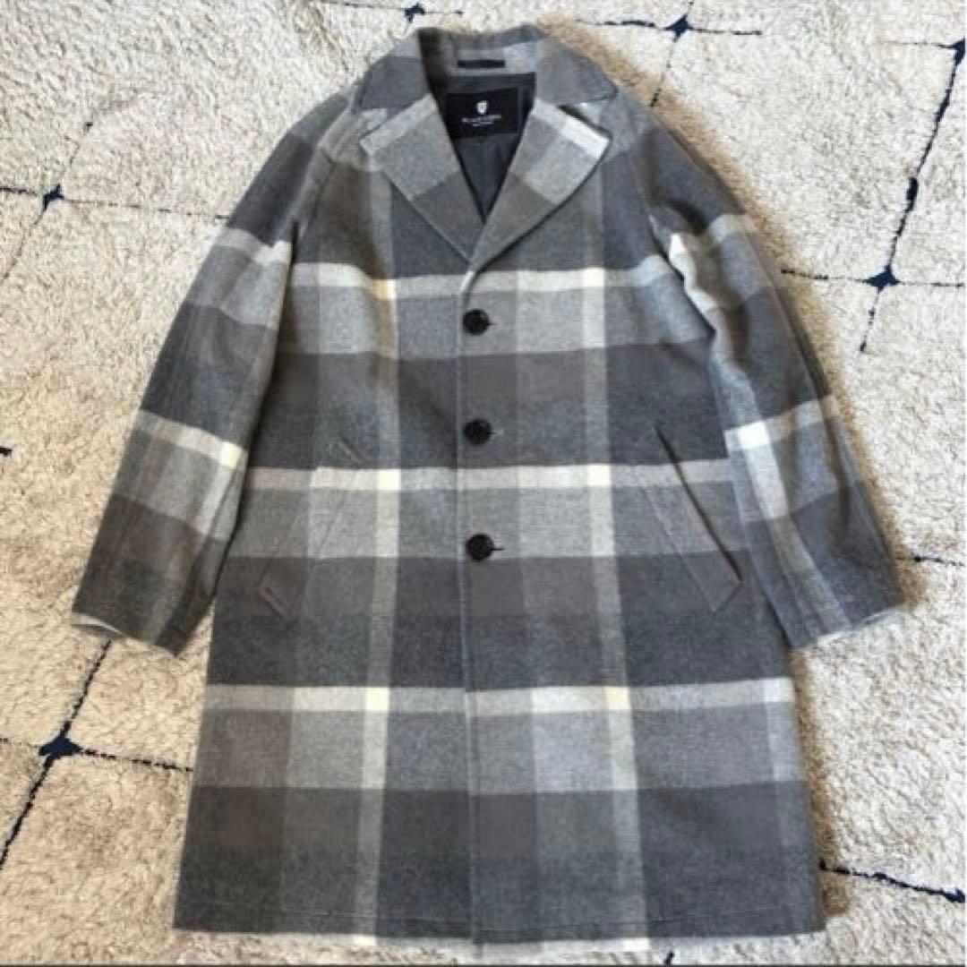 【美品✨】ブラックレーベルクレストブリッジ　チェスターコート　ウール　チェックＬ