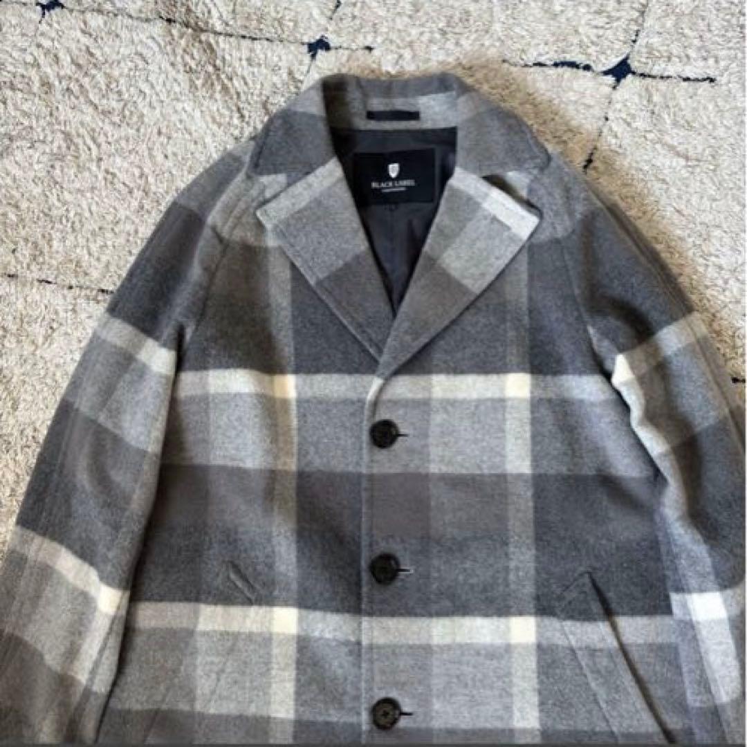 【美品✨】ブラックレーベルクレストブリッジ　チェスターコート　ウール　チェックＬ