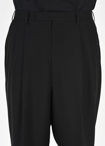 ラッドミュージシャン 2タック スラックス ワイド テーパード ブラック ウール