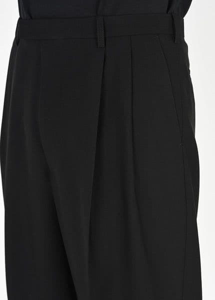 ラッドミュージシャン 2タック スラックス ワイド テーパード ブラック ウール