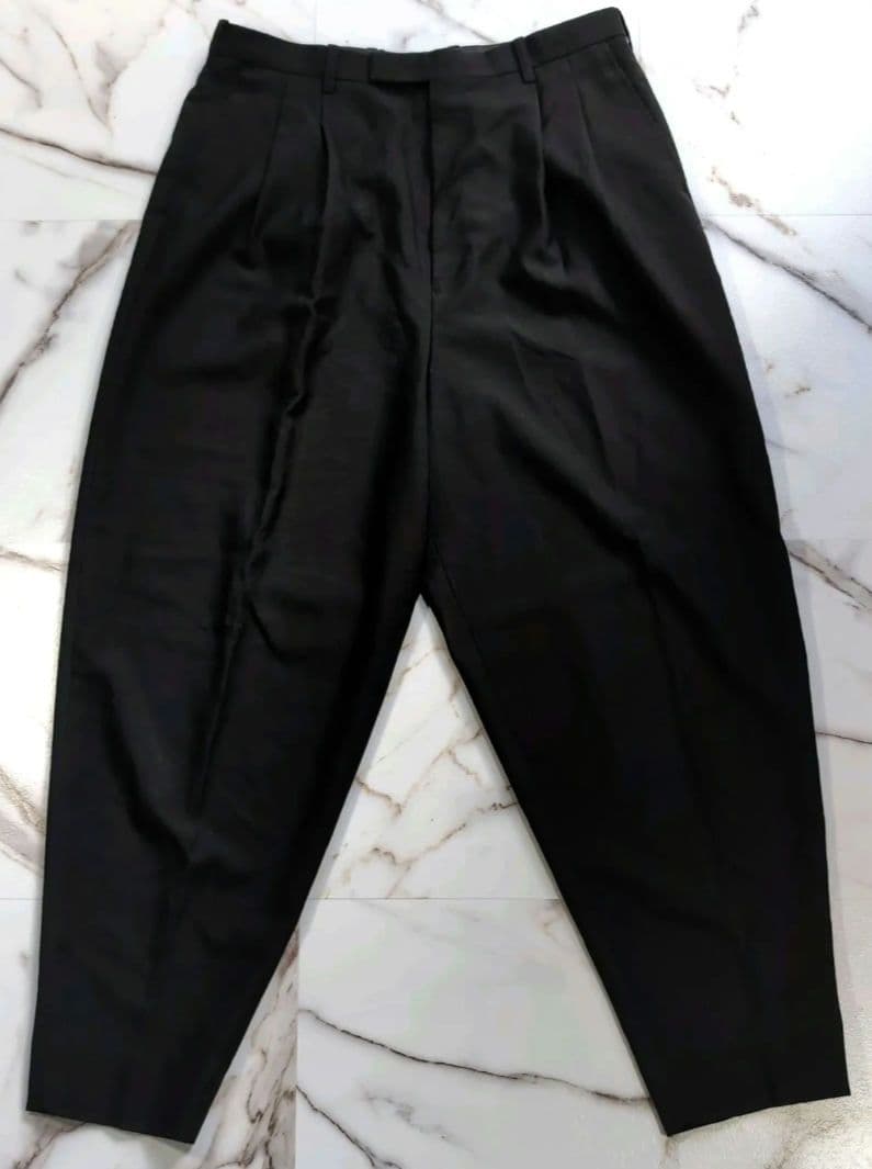 ラッドミュージシャン 2タック スラックス ワイド テーパード ブラック ウール