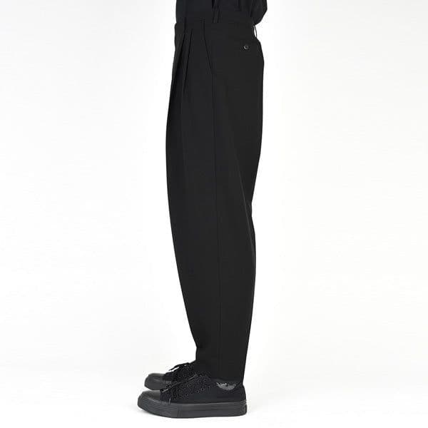 ラッドミュージシャン 2タック スラックス ワイド テーパード ブラック ウール