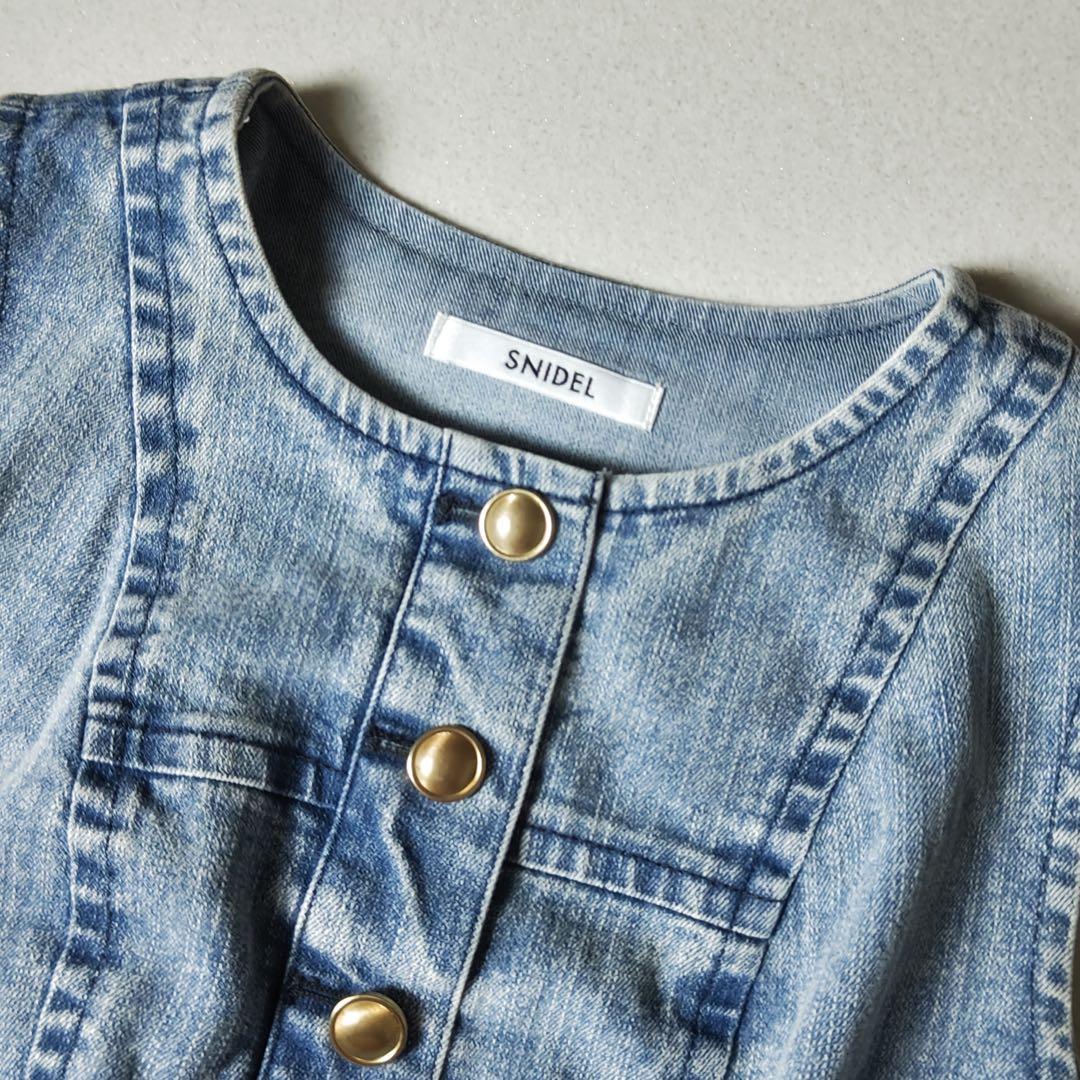 スナイデル　デニムマーメイドワンピース　マキシ丈　Aライン　フレア　金ボタン