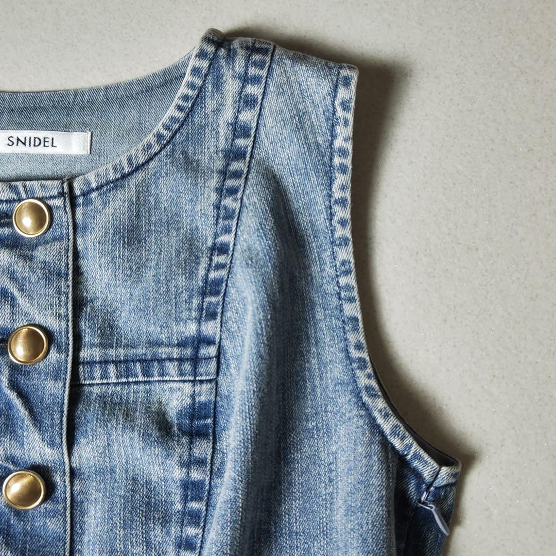 スナイデル　デニムマーメイドワンピース　マキシ丈　Aライン　フレア　金ボタン