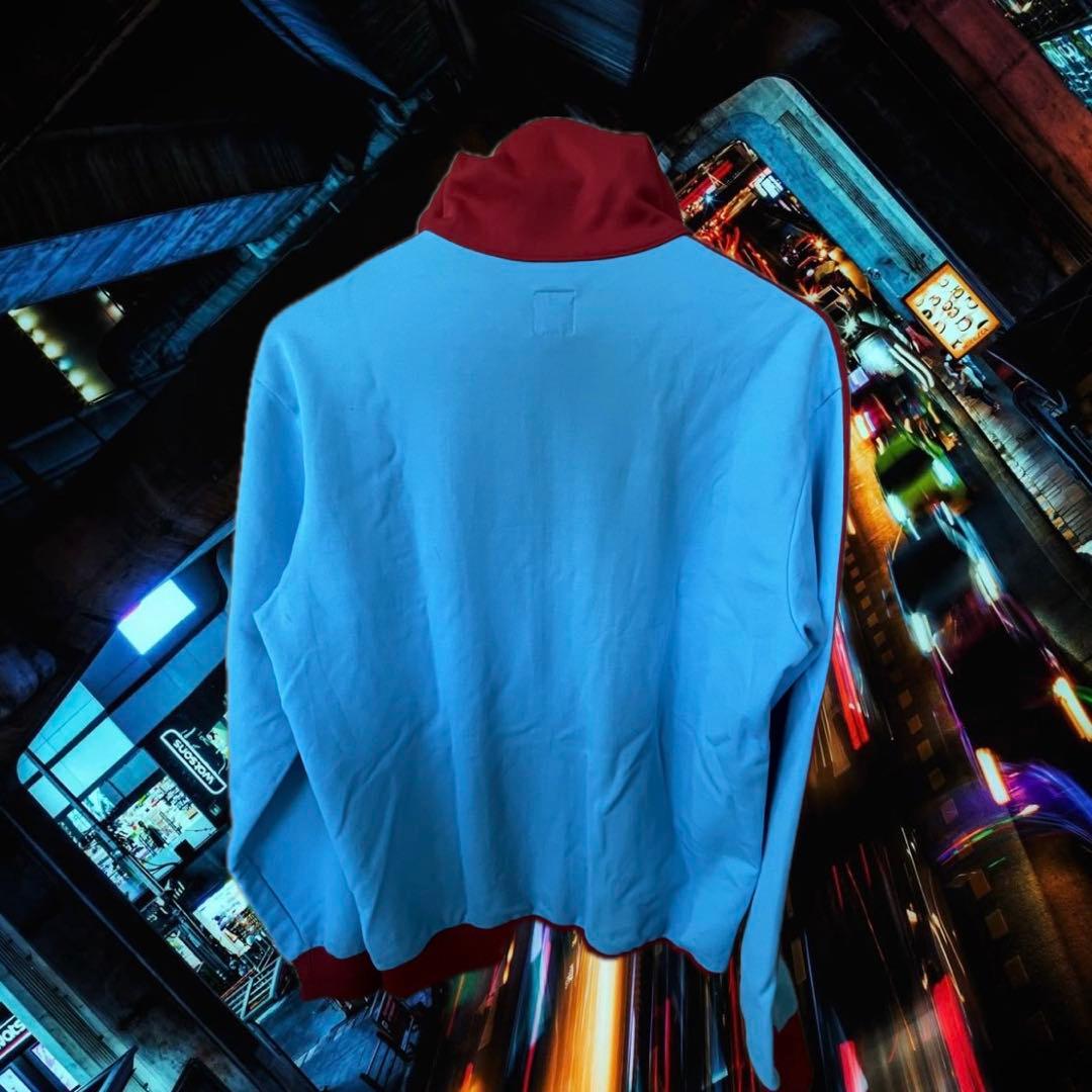 90s adidas トラックジャケット L 赤×水色 トレフォイル 国旗タグ