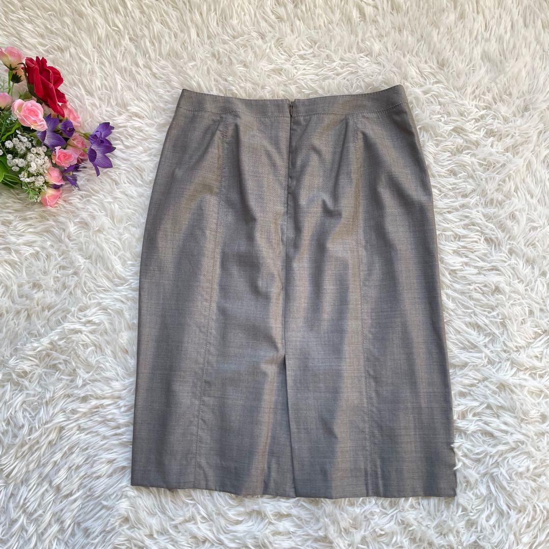 大きいサイズ23区イタリア生地マルゾットウールシルクグレースカートスーツ上下44