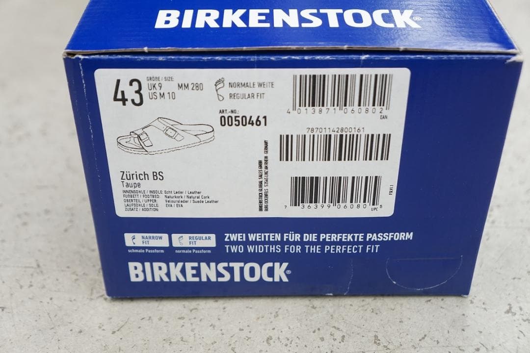 新品 定番 BIRKENSTOCK Zurich Taupe 826P▲