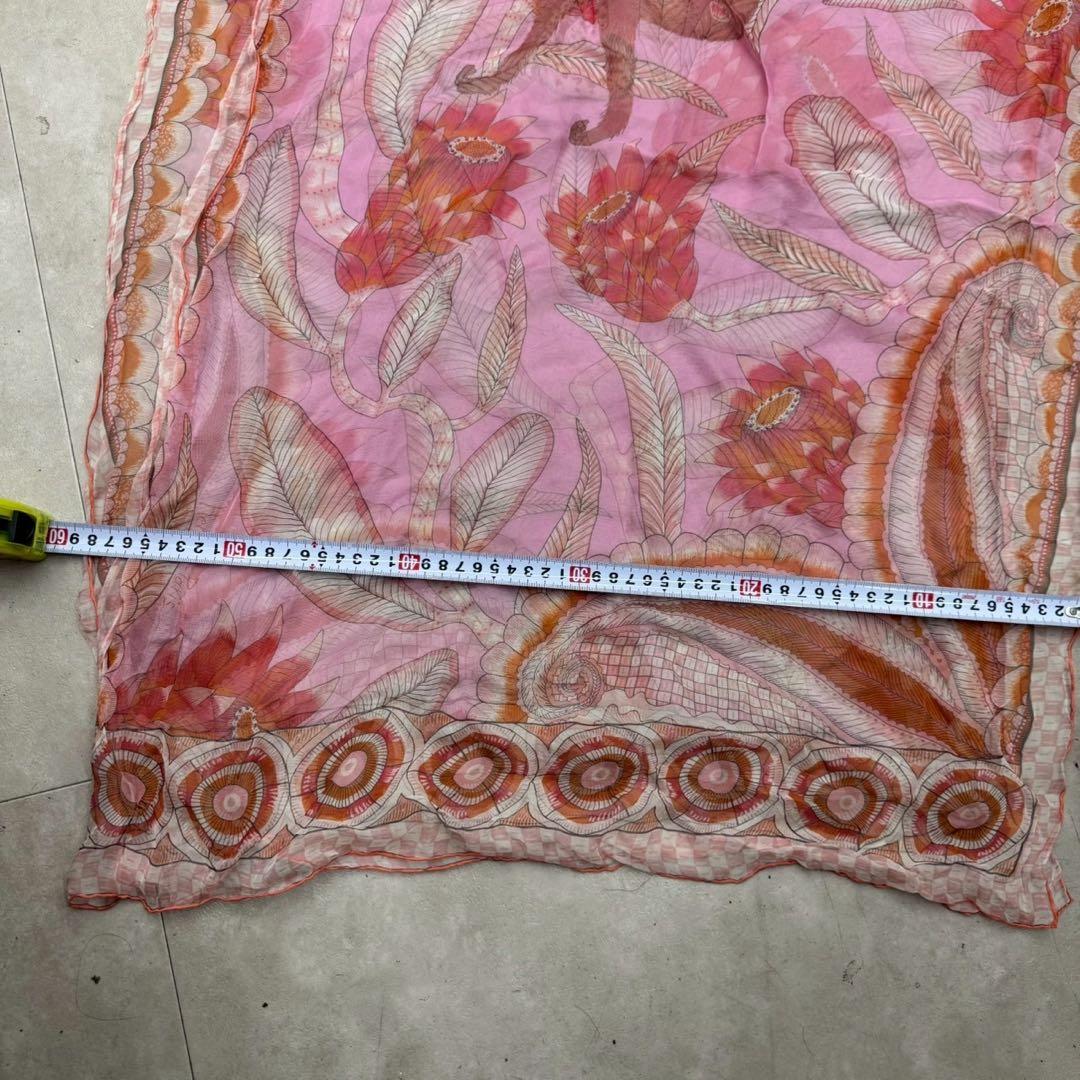 HERMES シルクモスリン ストール ジャングル・ラブ ピンク 60×170