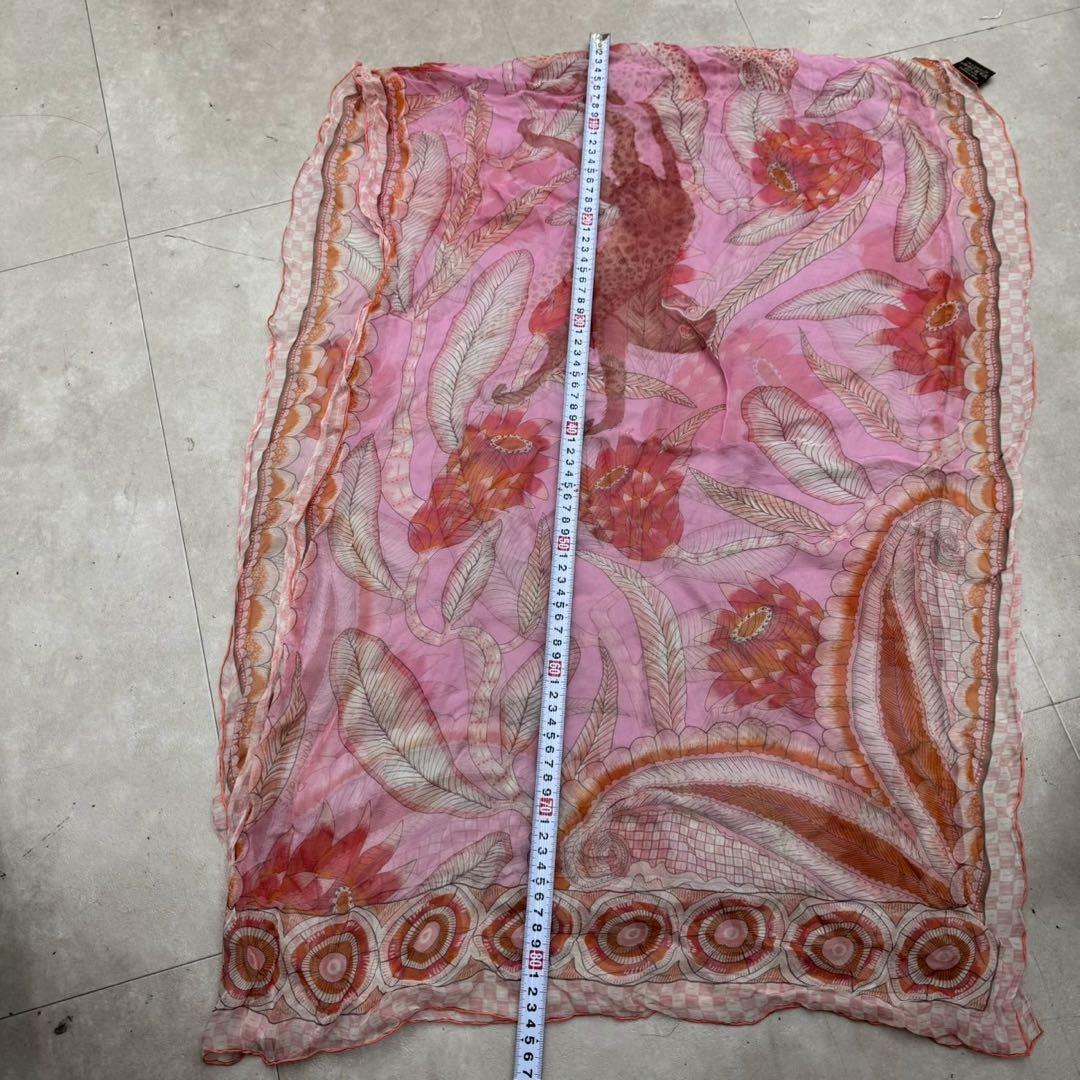 HERMES シルクモスリン ストール ジャングル・ラブ ピンク 60×170