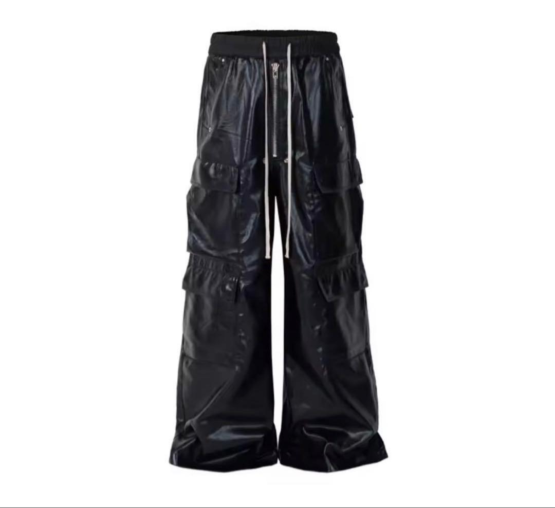 y2k リックオウエンス風 カーゴパンツ レザー opium