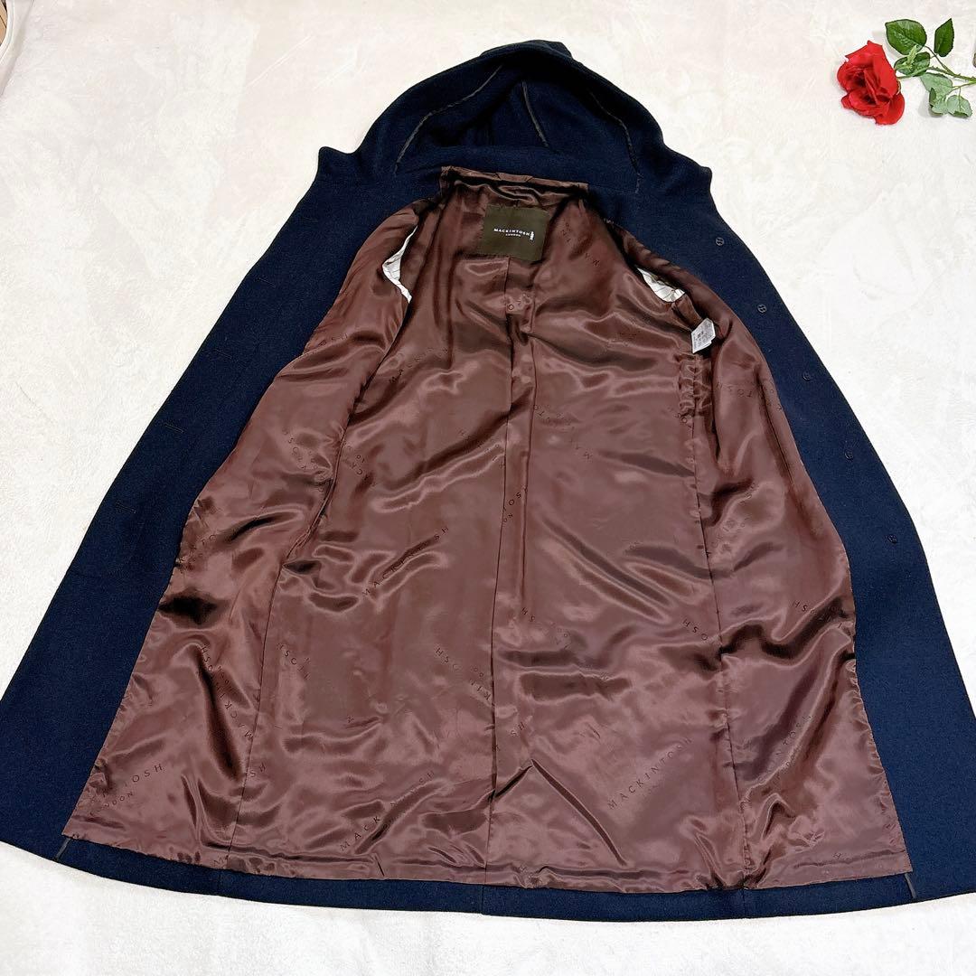 未使用✨　マッキントッシュ　ロンドン　フーデットコート　ロング　ウール　ネイビー