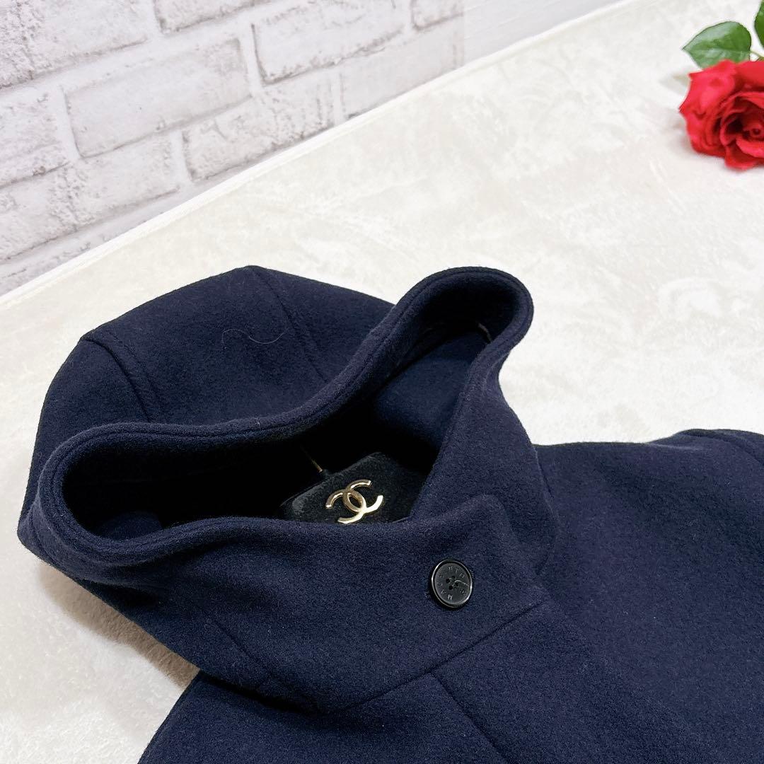 未使用✨　マッキントッシュ　ロンドン　フーデットコート　ロング　ウール　ネイビー