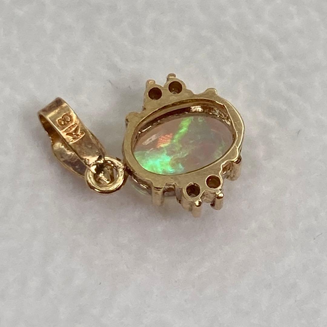 k18 オパール ダイヤ ネックレストップ チャーム ゴールド