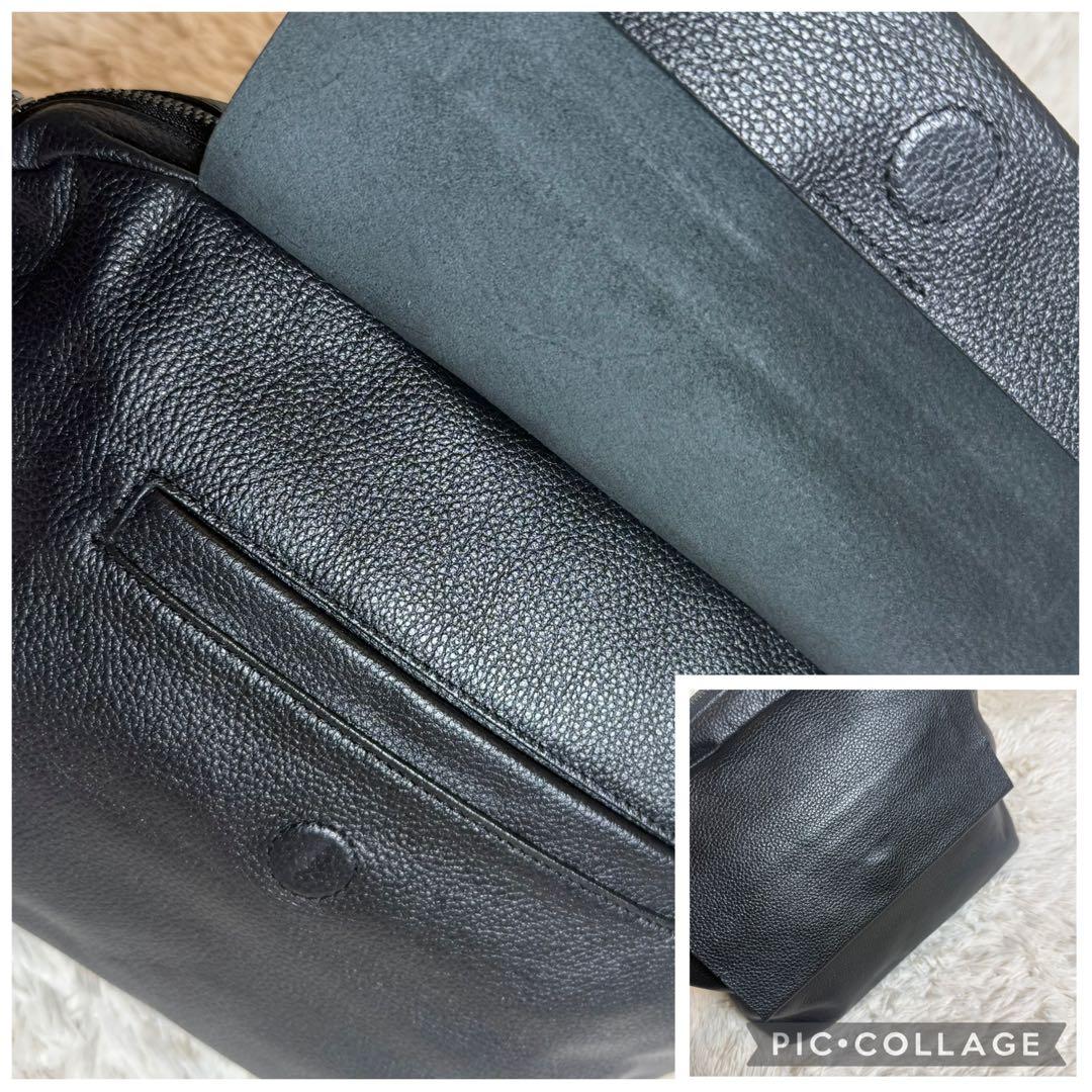 ほぼ未使用 ear PAPILLONNER レザーフラップ2WAYバッグ S 黒