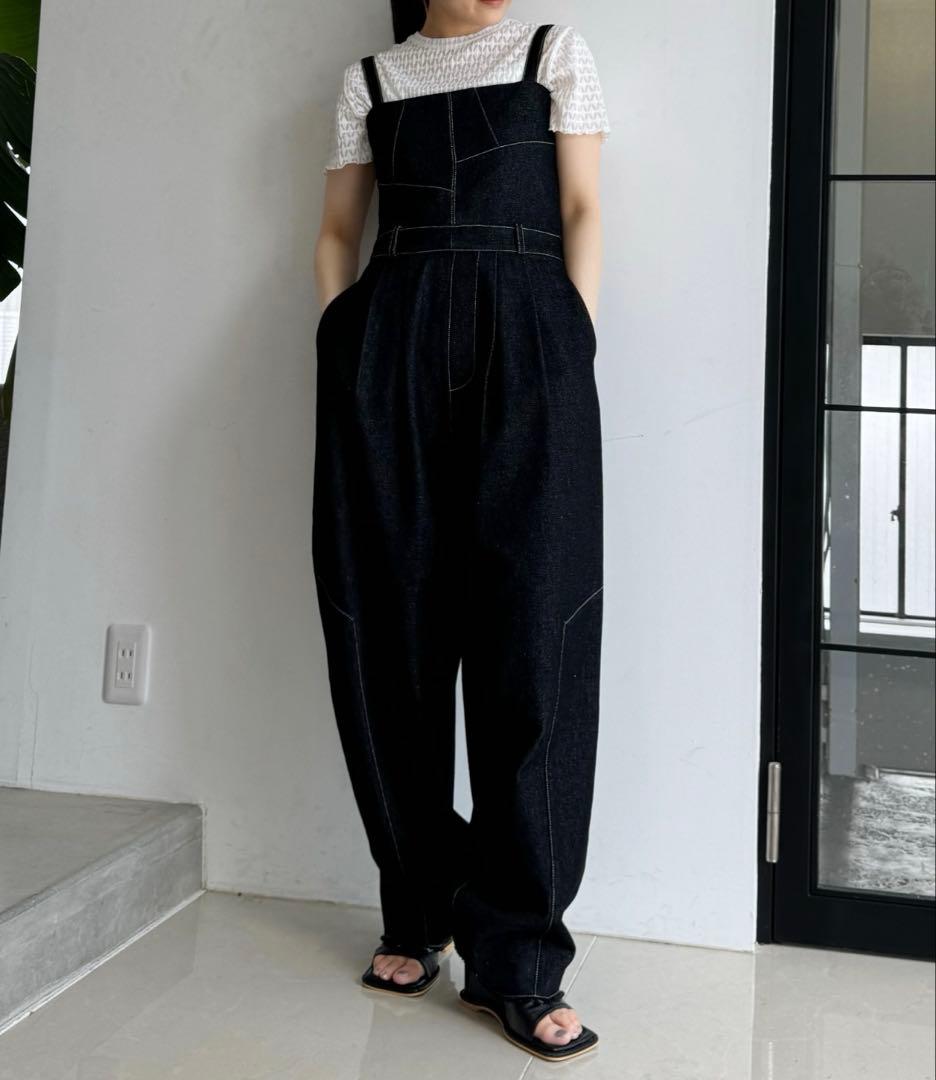willfully アシンメトリーパッチワークデニムオールインワン