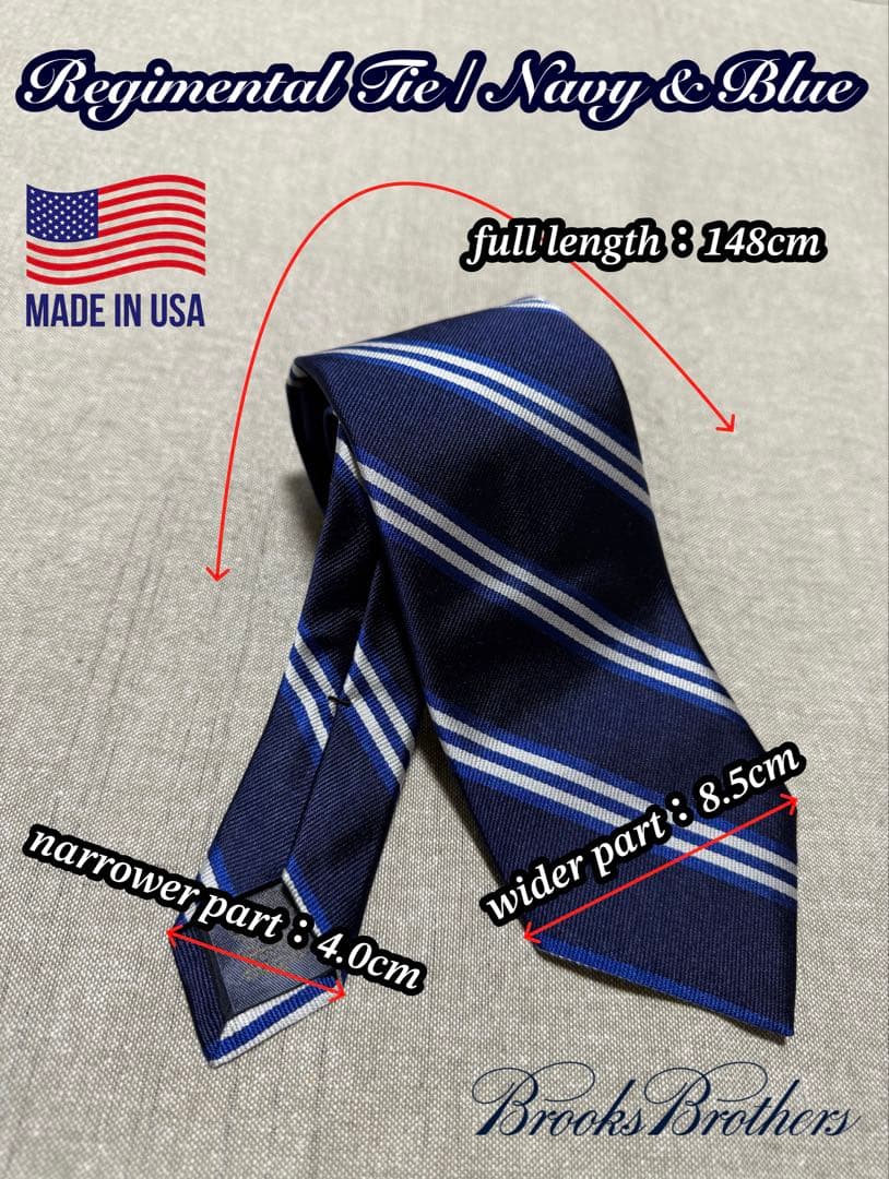 【USA製】Brooks Brothers／レジメンタル／ネイビー／シルバー