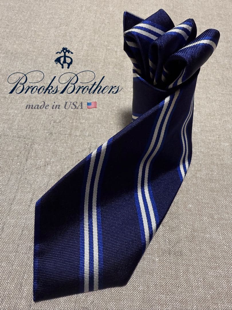 【USA製】Brooks Brothers／レジメンタル／ネイビー／シルバー