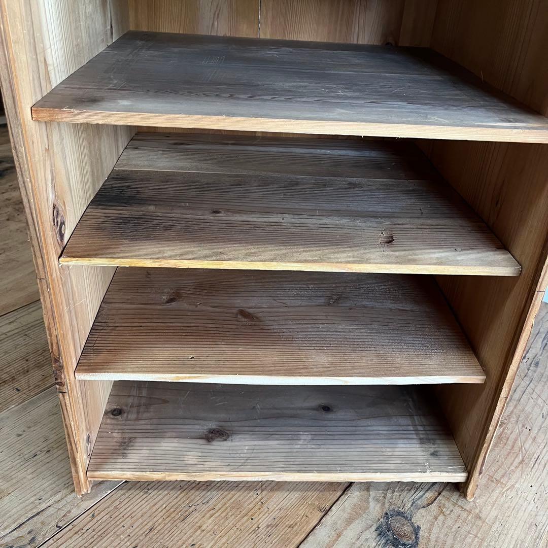 アンティーク 仕切り棚 チェスト 食器棚 書類棚 無垢材 無塗装 z849