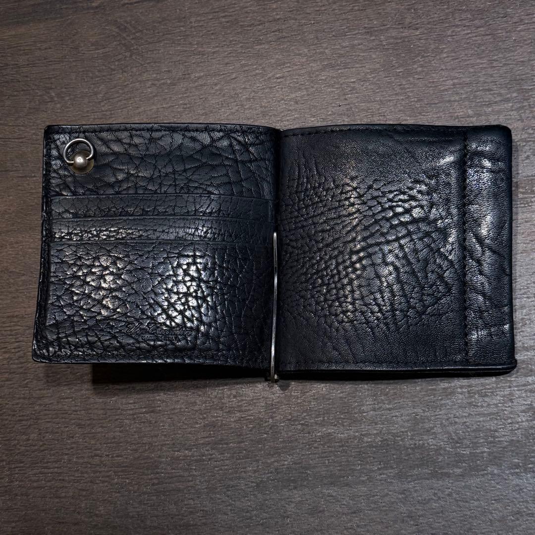 ugo cacciatori マネークリップウォレット　本革　シボ