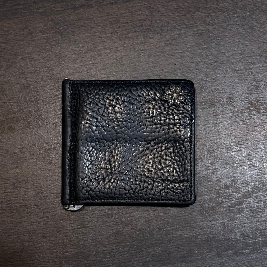 ugo cacciatori マネークリップウォレット　本革　シボ