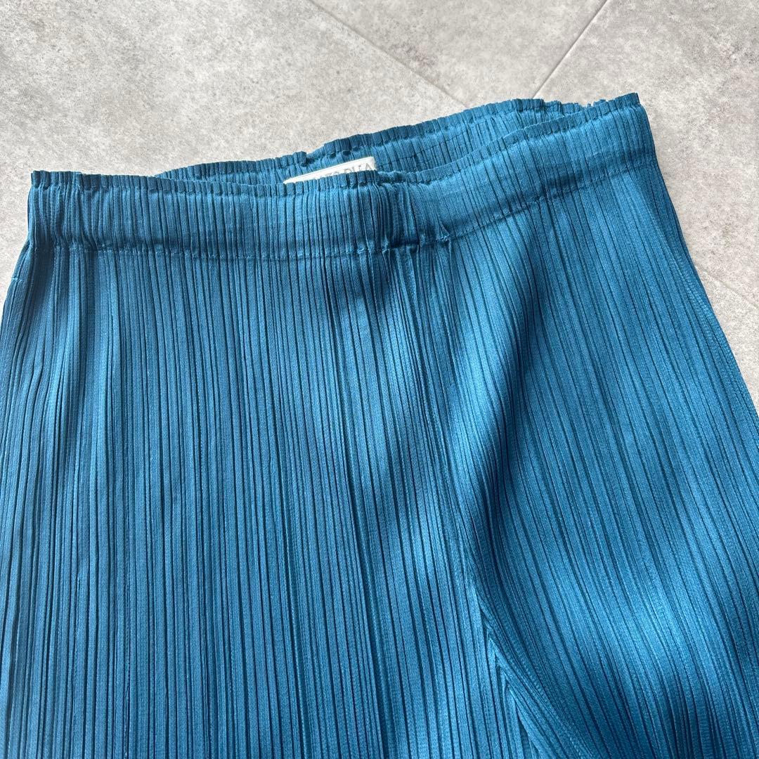 PLEATS PLEASE プリーツパンツ サイズ2 青緑