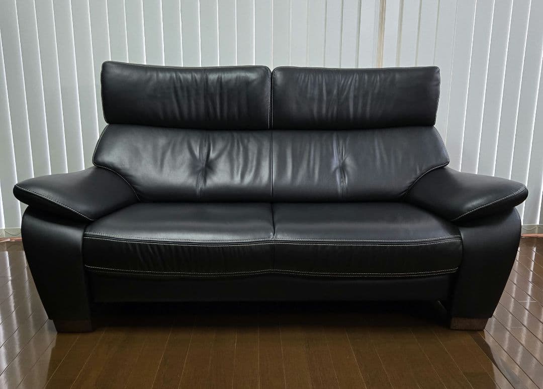 カリモク 2人掛 本革ソファ ZW7312 幅168cm 定価約34万円 極美品