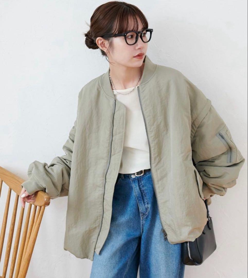 DISCOAT デタッチャブル2WAYメモリーボンバージャケット カーキ