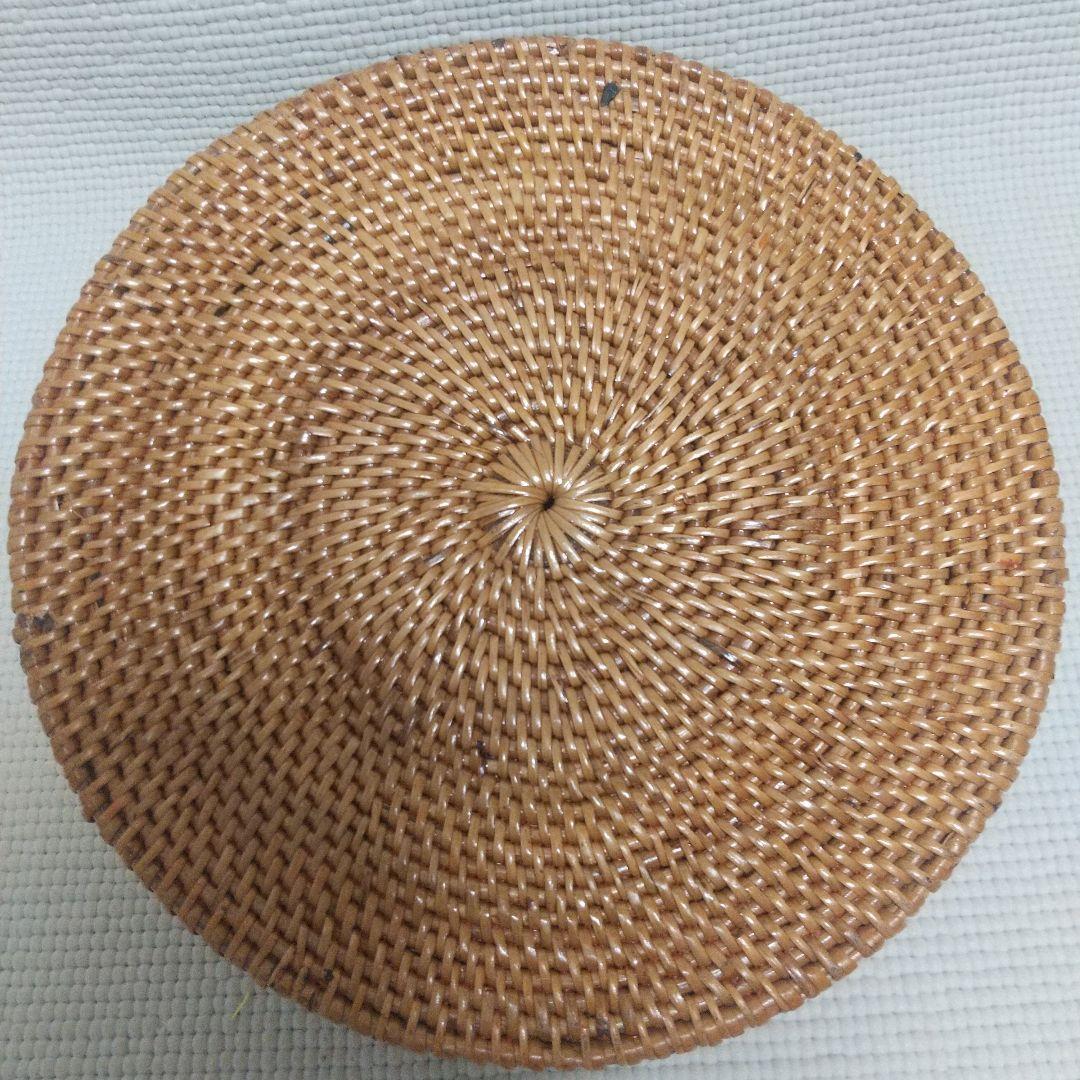 14×20cm アタ製♪持ち手付バスケット＆おまけ／自然素材 アジアン雑貨