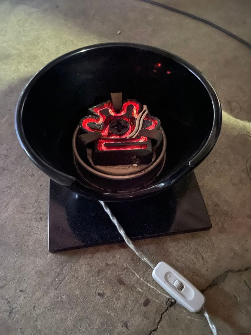 m.m高木治良兵衛 鉄釜共箱 野々田風炉型電熱器セット　茶道具