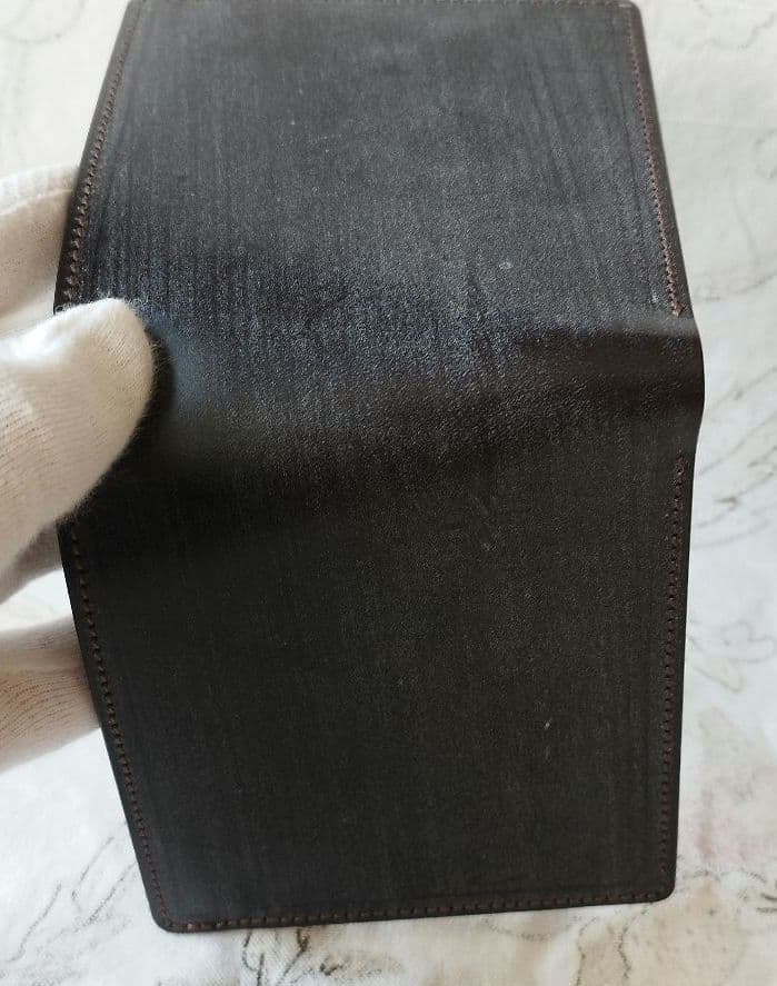 【新品未使用】塩原レザー 二つ折り財布 小銭入れ付き ブライドルレザー チョコ