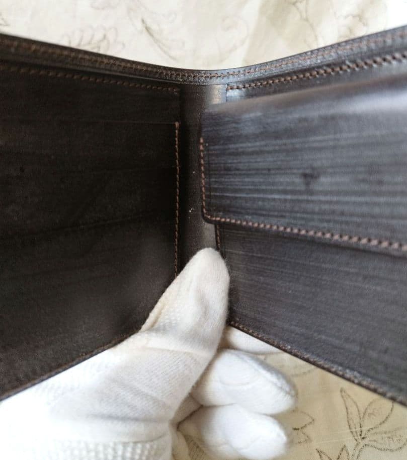 【新品未使用】塩原レザー 二つ折り財布 小銭入れ付き ブライドルレザー チョコ