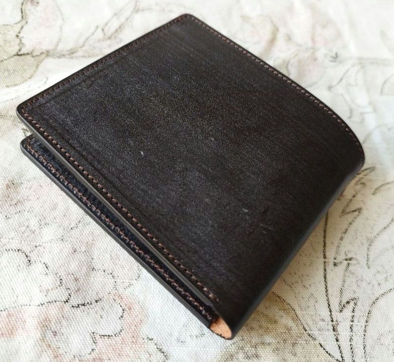 【新品未使用】塩原レザー 二つ折り財布 小銭入れ付き ブライドルレザー チョコ