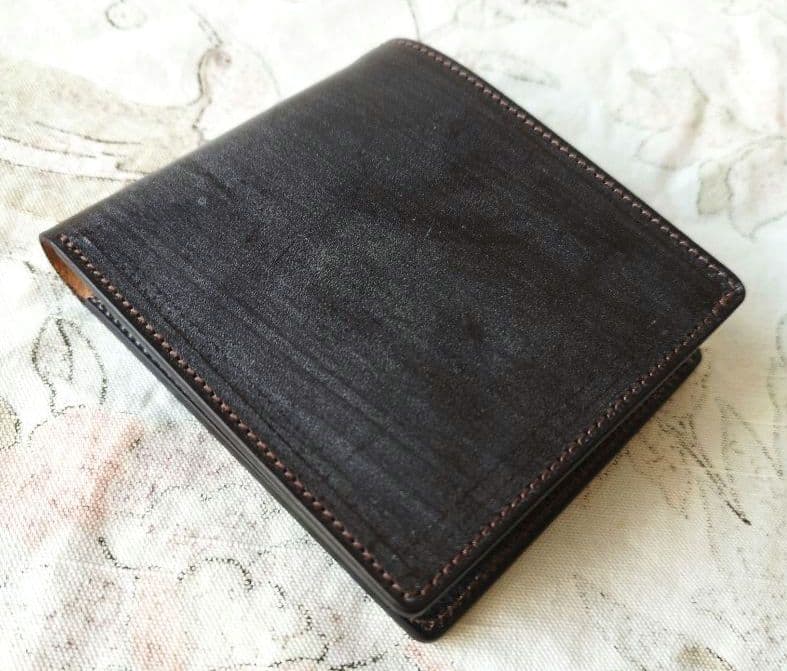【新品未使用】塩原レザー 二つ折り財布 小銭入れ付き ブライドルレザー チョコ