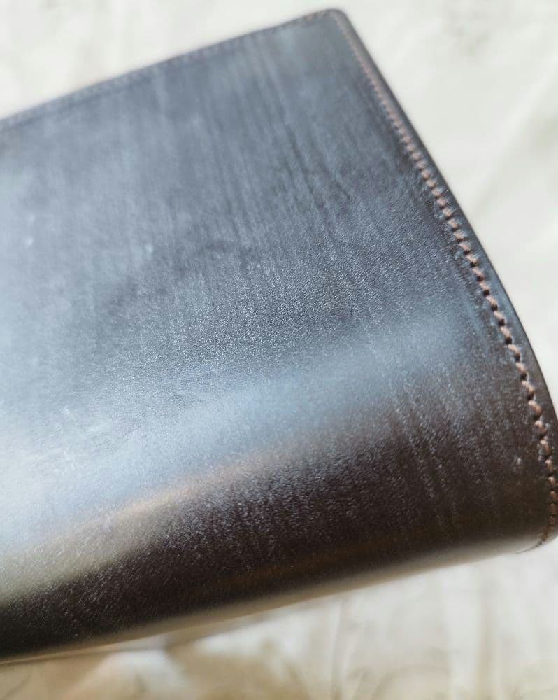 【新品未使用】塩原レザー 二つ折り財布 小銭入れ付き ブライドルレザー チョコ