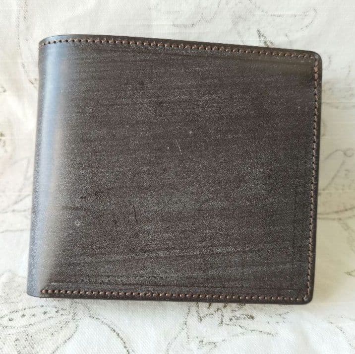 【新品未使用】塩原レザー 二つ折り財布 小銭入れ付き ブライドルレザー チョコ