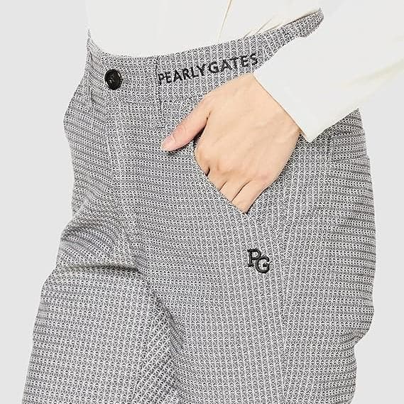 新品 パーリーゲイツ 変形ダイヤ小紋柄 ストレッチロングパンツ Lサイズ（W78