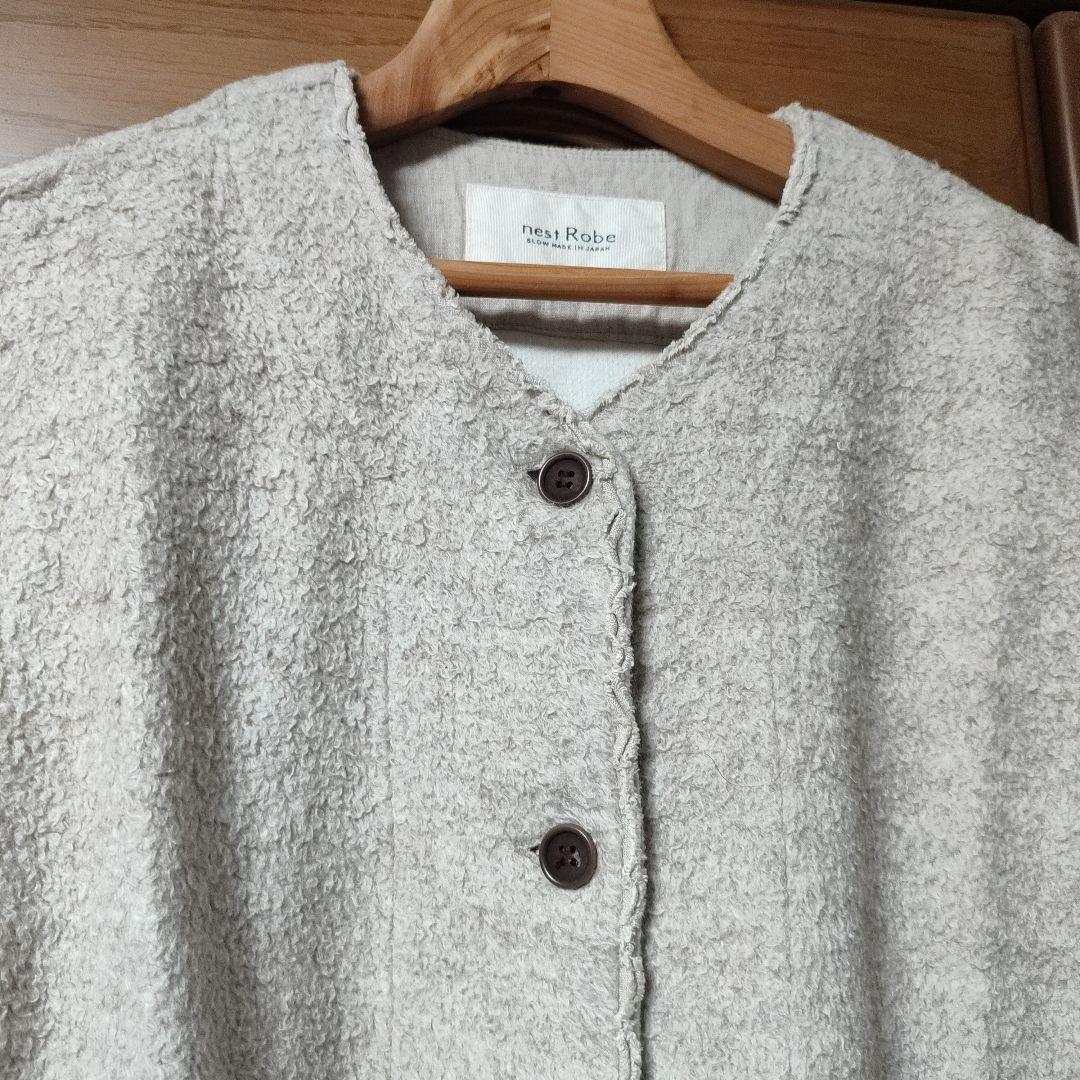ネストローブ コットンヤクナッピングノーカラージャケット