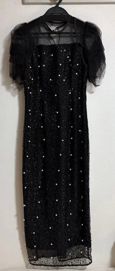 スパンコールパールミックス ボレロIラインワンピースドレス