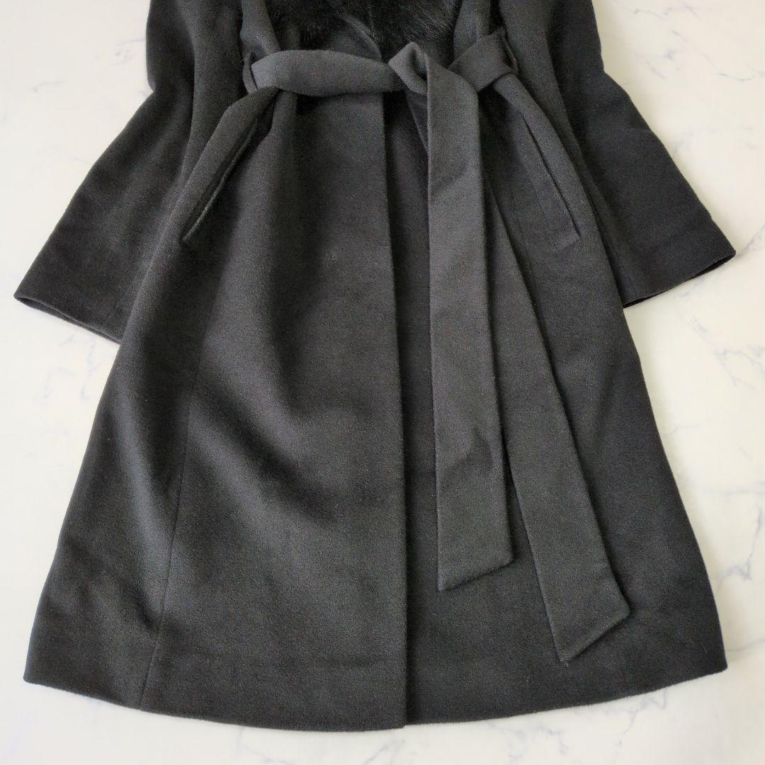 ピンキーアンドダイアン ロングコート ベルテッド フォックス カシミヤ混 38