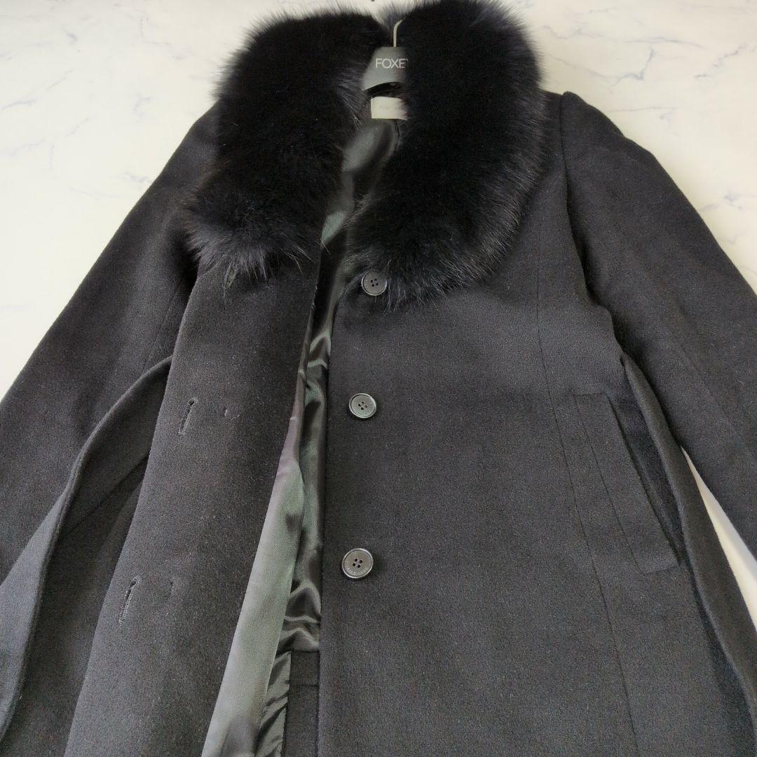 ピンキーアンドダイアン ロングコート ベルテッド フォックス カシミヤ混 38