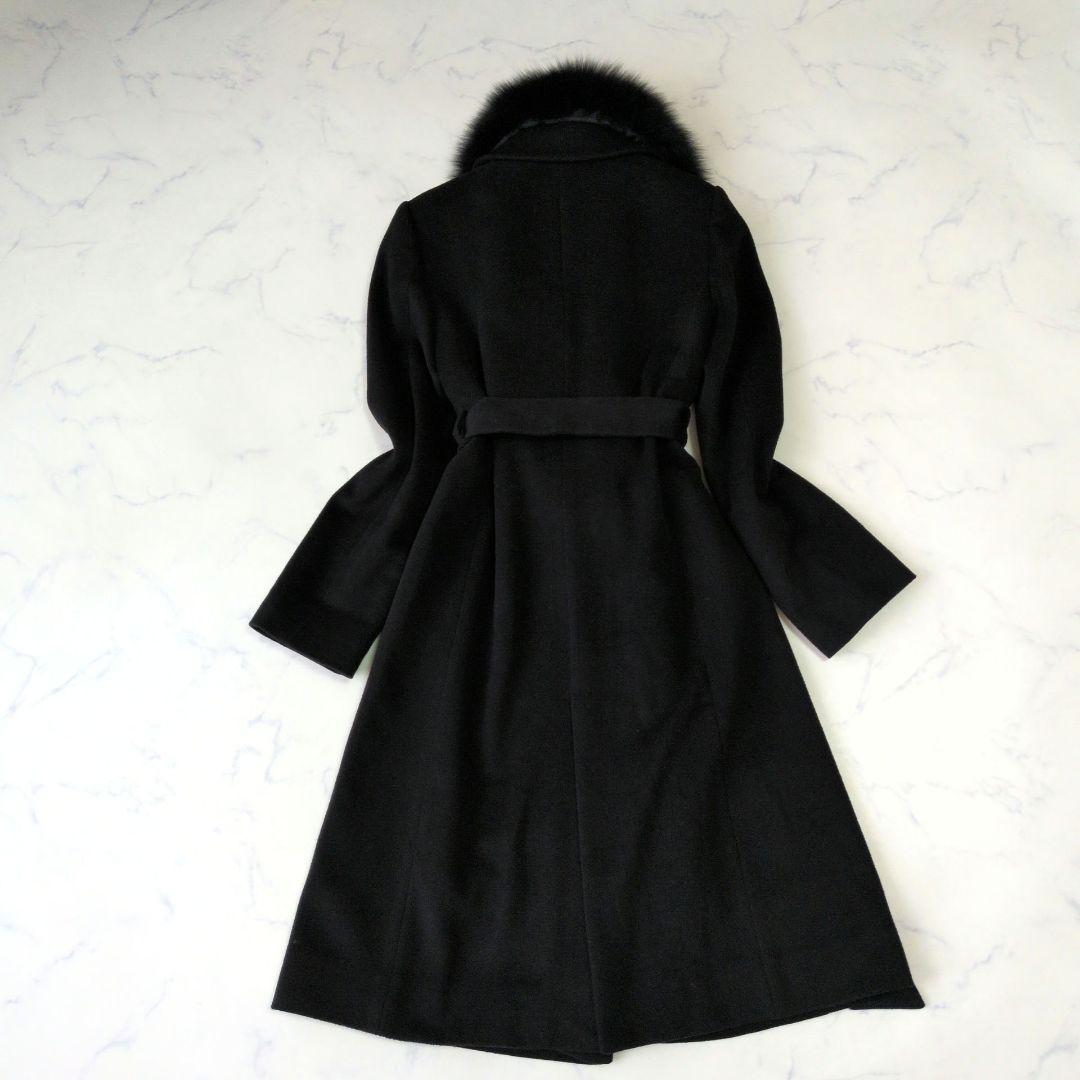 ピンキーアンドダイアン ロングコート ベルテッド フォックス カシミヤ混 38