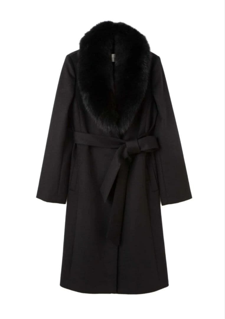 ピンキーアンドダイアン ロングコート ベルテッド フォックス カシミヤ混 38