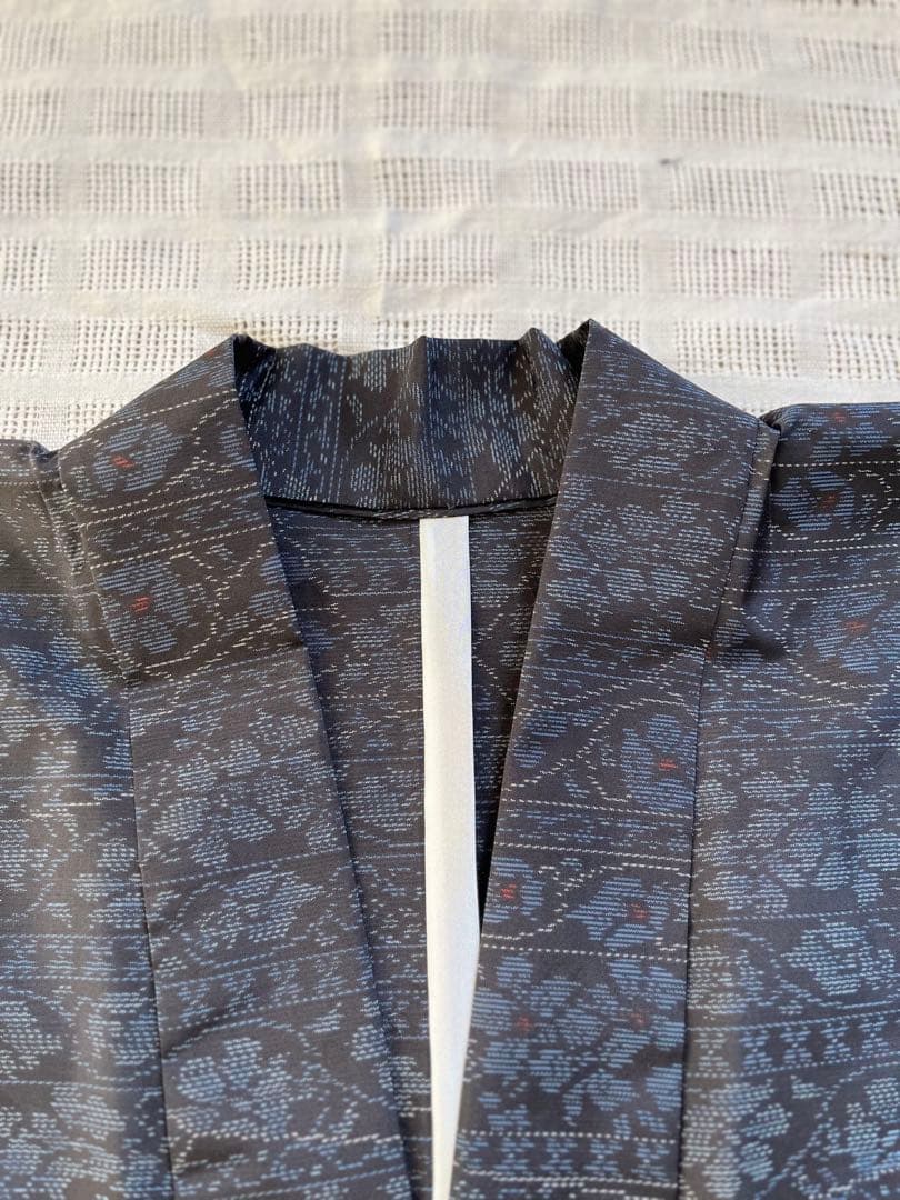 マダムy♡大島紬　作務衣　着物リメイクファッション小花模様　お洒落上衣