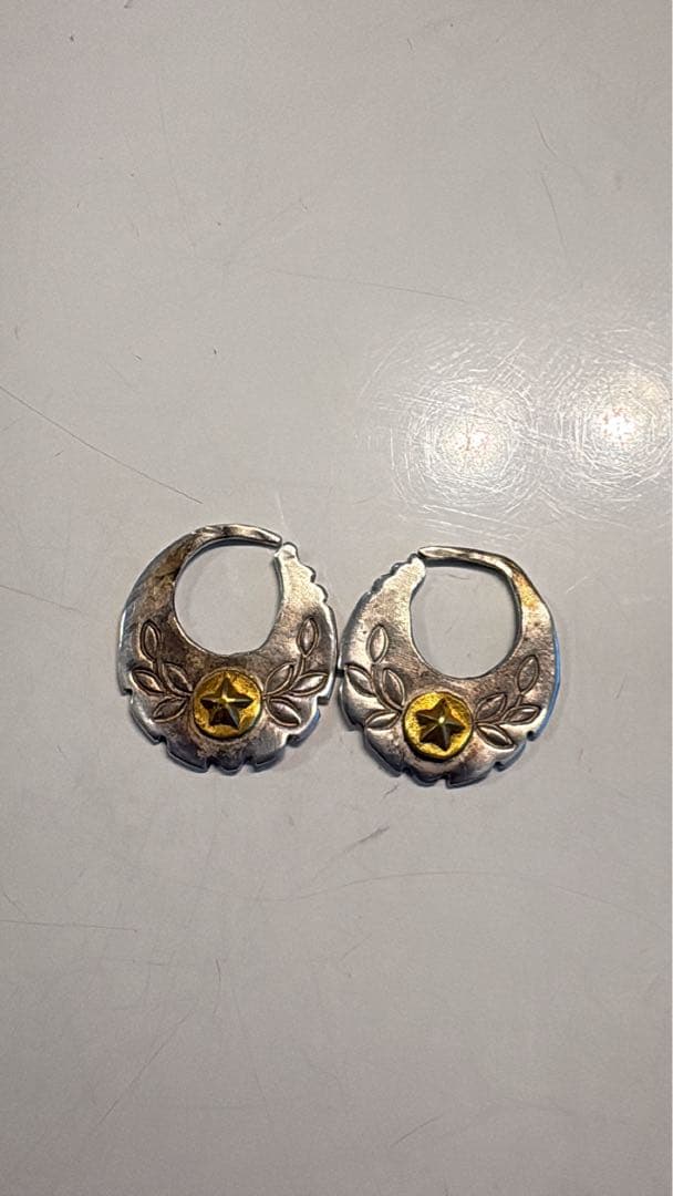 ビンゴブラザーズ　シルバー×24Kピアス-星ラージサイズ　　右左セット