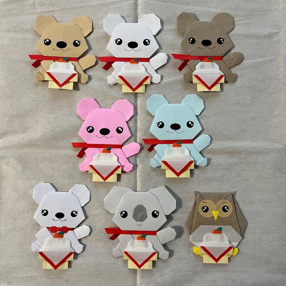 ハンドメイド 折り紙/くまちゃん達のお正月