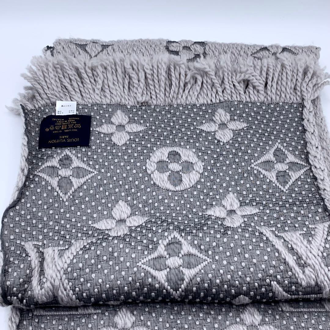 【美品】ルイヴィトン　マフラー　エシャルプロゴマニア　グレー　LVロゴ