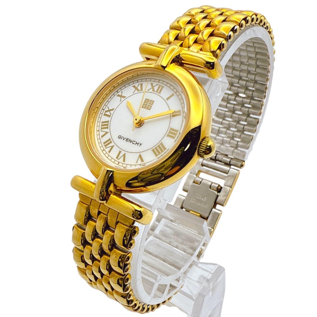 新品電池★ジバンシー 4Gロゴ クォーツ 腕時計 ゴールド アラビア数字 箱付属