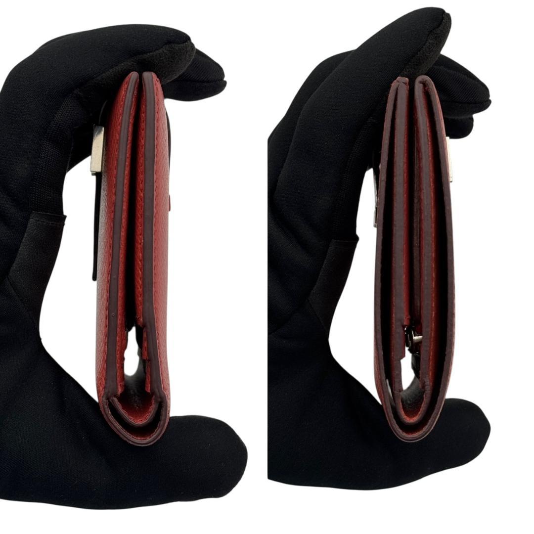 【美品】エルメス ベアンコンパクト エプソン 二つ折り財布 ルージュカザック