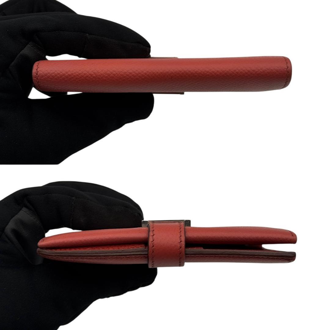 【美品】エルメス ベアンコンパクト エプソン 二つ折り財布 ルージュカザック